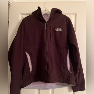 North face fleece, brown with lilac inside.